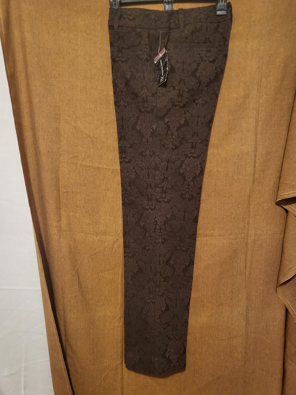 INC International Concepts Dark Brown Damask Slim Dress Pants